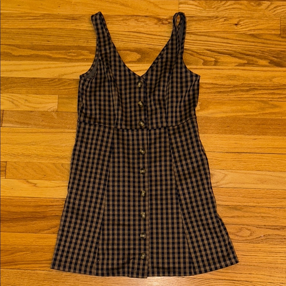 American Eagle Outfitters Black and Brown Sleeveless V-Neck Dress